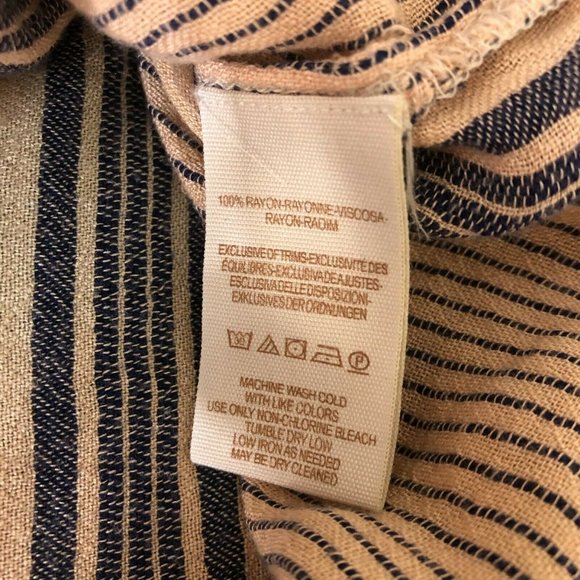 Free People Women's Boxy Button Up Blouse Size L Crop Striped Cap Sleeve Flowy - Picture 9 of 9